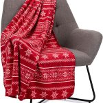Celebright Jeté de Noël en polaire – Grande couverture en microfibre moelleuse pour lit, canapé – Peluche douillette et chaude pour l'hiver – Rouge nordique scandinave (127 x...