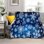 Couverture Chaude Flocon De Neige De NoëL Bleu Plaid Polaire Confortable Chaude Et Pelucheuse en flanelle ImpriméE 3d Parfaite Plaid Tout Doux Couverture pour Salon Lit...